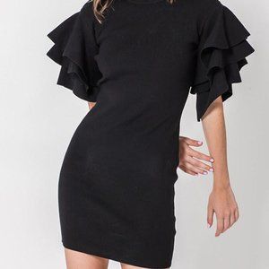 Flutter Sleeve Dress (Black)